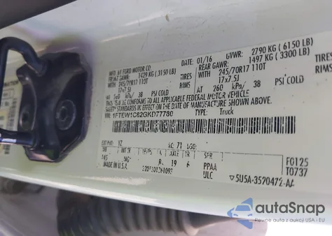 2016 Ford F-150 Xlt z USA, uszkodzony, nr VIN 1FTEW1C82GKD77780